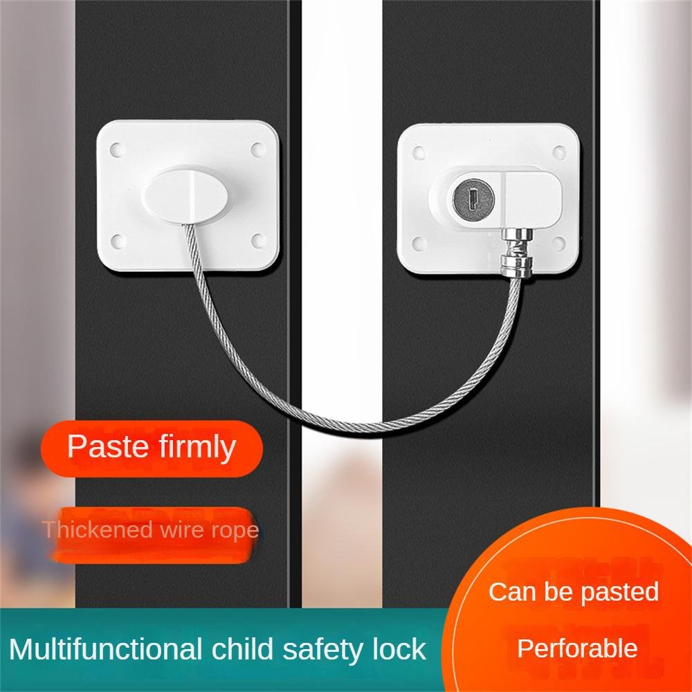 Child Safety Lock Cabinet Refrigerator Door Lock Stainless Steel Cable  Protection Children Baby Home Window Lock Strong Fixation